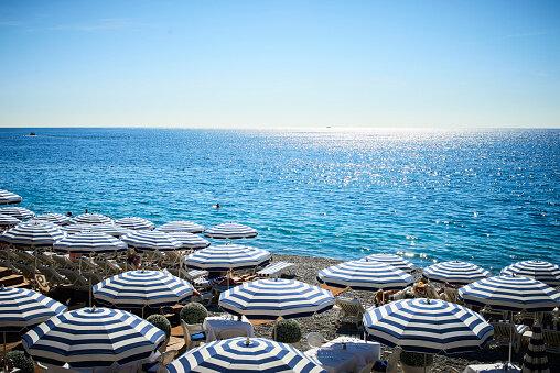 Striped Beach Umbrellas by Paul Viant-The Darkroom Society
