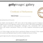 Getty Images Gallery certificate of authenticity