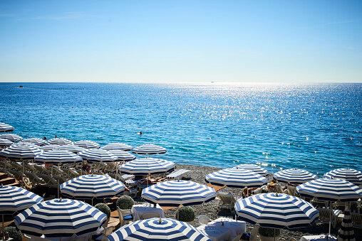 Striped Beach Umbrellas by Paul Viant